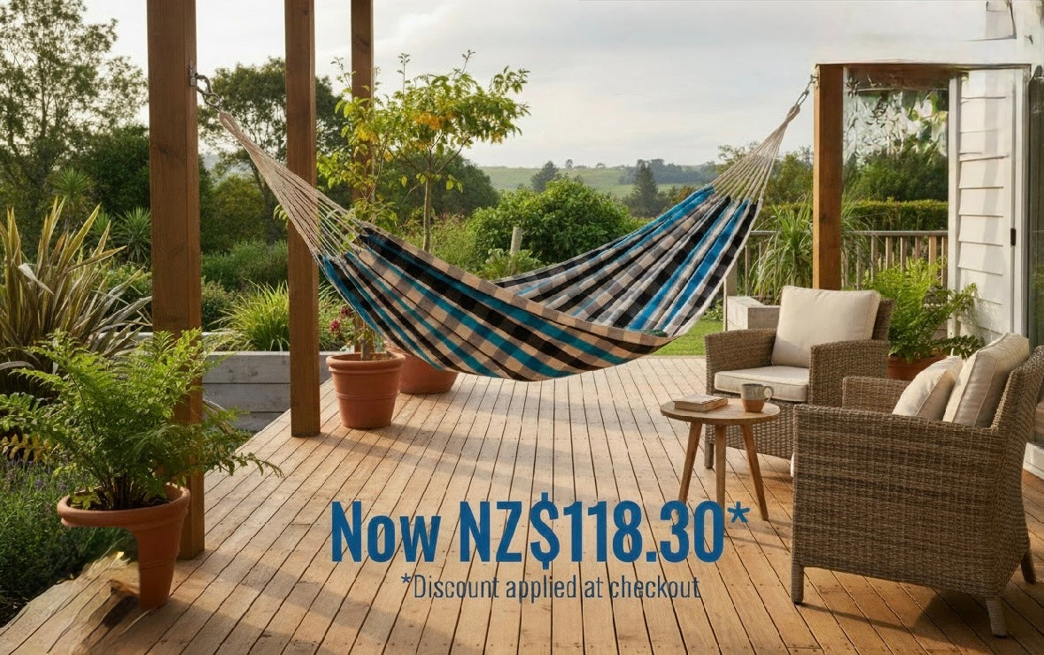 Handcrafted Ceará Hammock Blue/ Navy /White