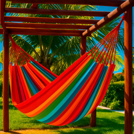 Handcrafted Ceará Hammock Red/Blue/Yellow