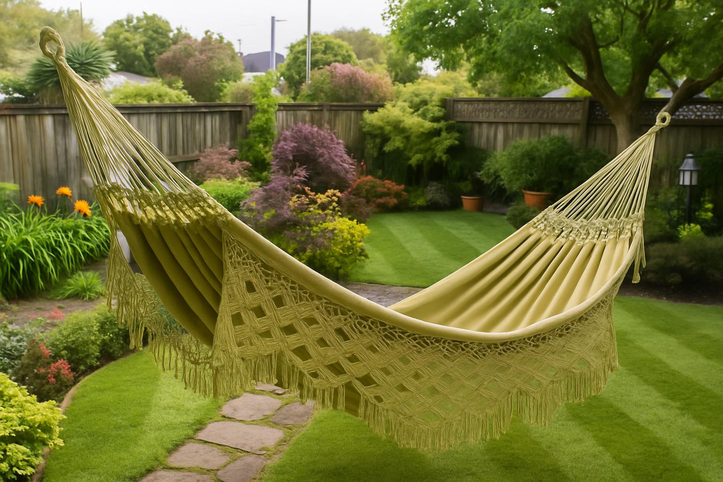 🌿 Remanso Hammock – Handcrafted Macramé, Pure Relaxation Green Olive