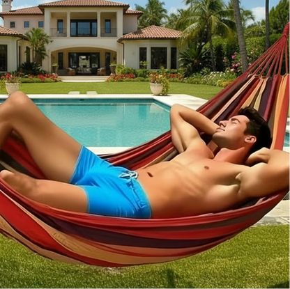 Handcrafted Ceará Hammock Red/Blue/Yellow